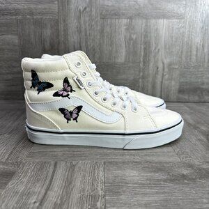 Vans Filmore High Women size 6.5 Ivory Butterfly Theme Skateboarding Shoes